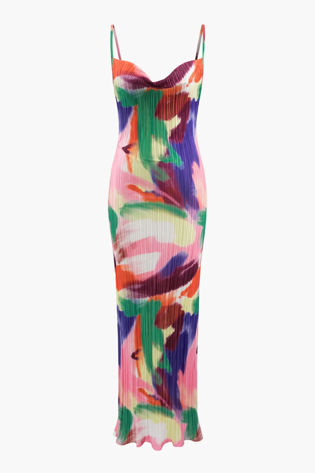 MICAS Maxi Dresses-Abstract Cowl Neck Plisse Maxi Dress