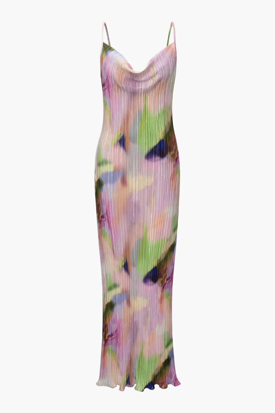 MICAS Maxi Dresses-Abstract Cowl Neck Plisse Maxi Dress