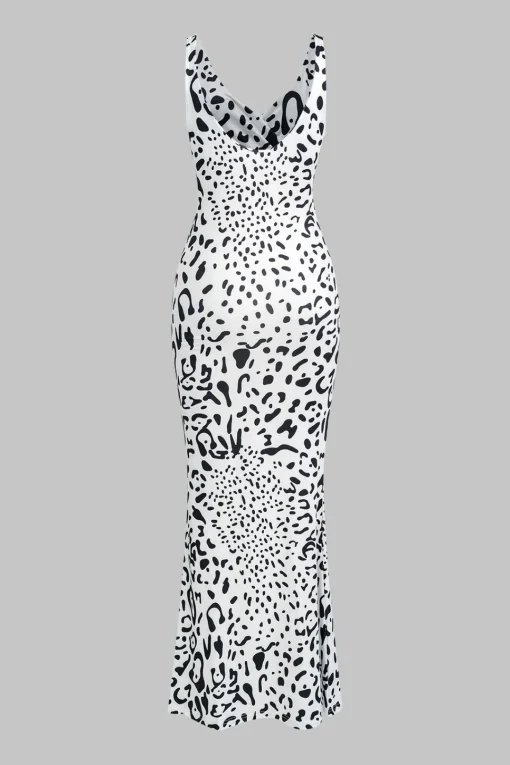 MICAS Maxi Dresses-Abstract Print V-neck Sleeveless Maxi Dress Contrast Color