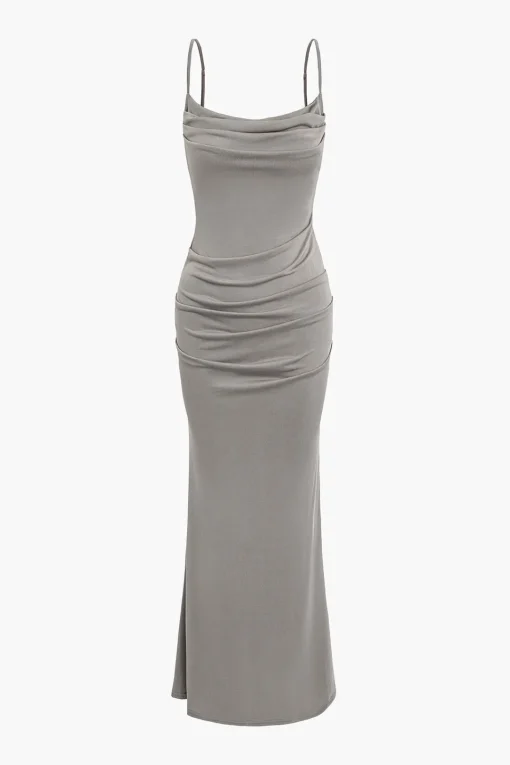 MICAS Maxi Dresses-Adjust Strap Ruched Mermaid Maxi Dress NUDE