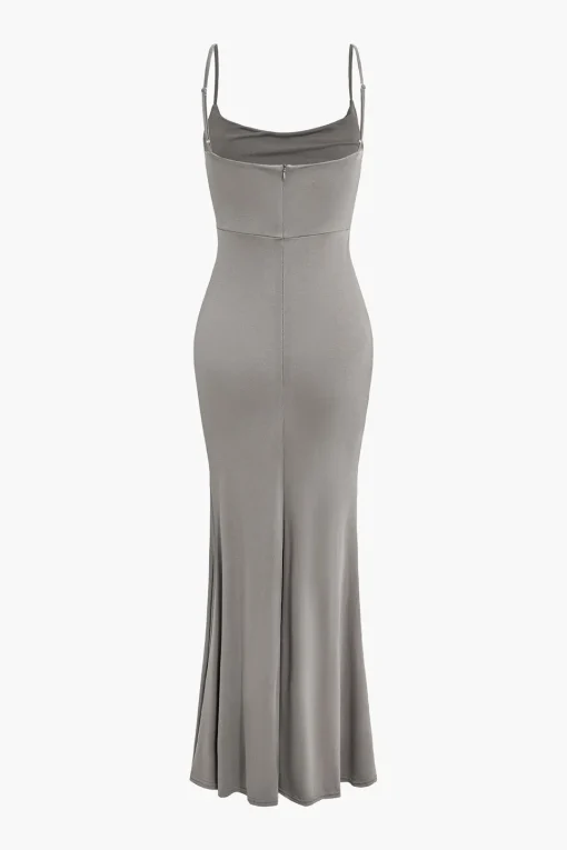 MICAS Maxi Dresses-Adjust Strap Ruched Mermaid Maxi Dress NUDE