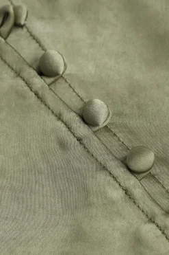 MICAS Skirts-Asymmetric Hem Slit Button Deco Skirt