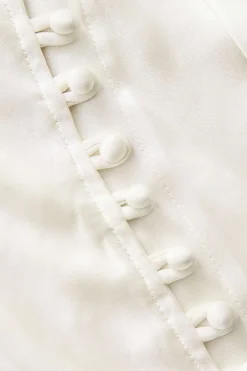 MICAS Skirts-Asymmetric Hem Slit Button Deco Skirt