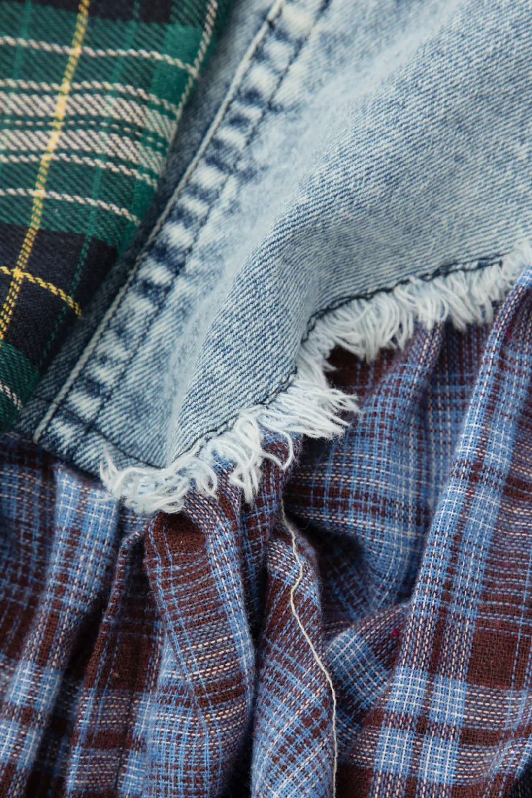 MICAS Skirts-Asymmetric Patchwork Denim Mini Skirt MULTICOLOR