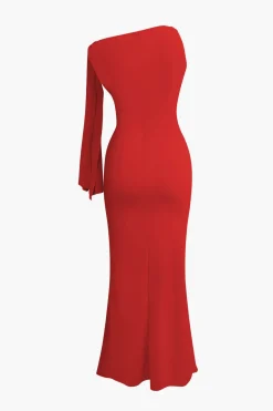 MICAS Maxi Dresses-Asymmetrical Twist Knot Mermaid Maxi Dress