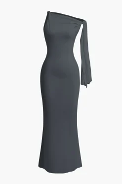 MICAS Maxi Dresses-Asymmetrical Twist Knot Mermaid Maxi Dress