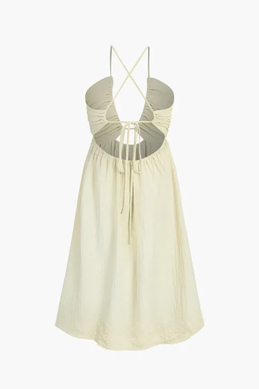 MICAS Midi Dresses-Backless V-neck Slit Midi Dress