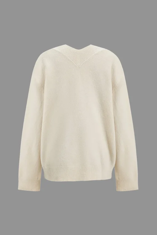 MICAS Knitwear|Knit Sets-Basic Knit V-Neck Top And Dress Set IVORY