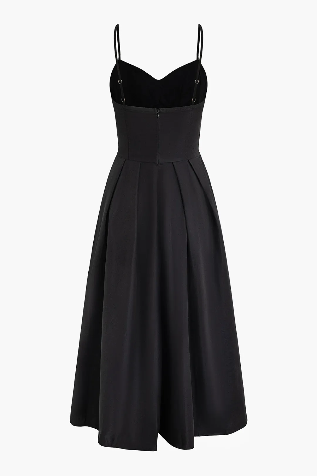 MICAS Midi Dresses-Basic Solid Corset Midi Dress BLACK