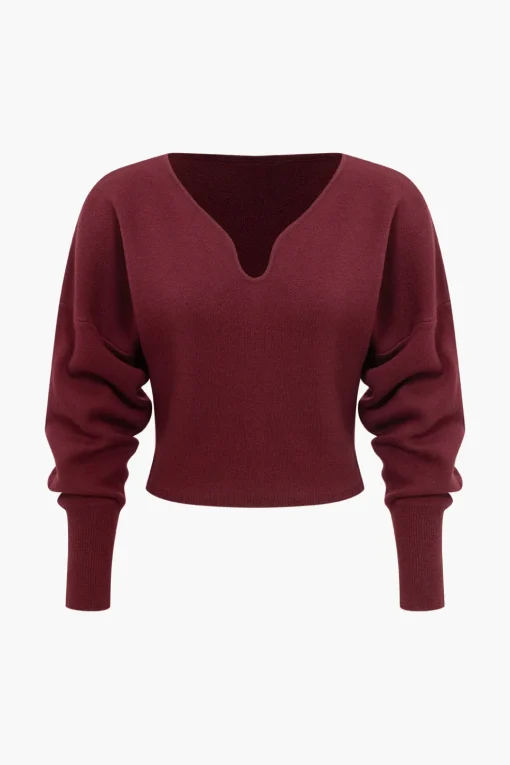 MICAS Knit Tops-Basic Solid Knit Long-Sleeve Top