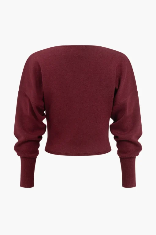 MICAS Knit Tops-Basic Solid Knit Long-Sleeve Top