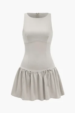 MICAS Mini Dresses-Bow Detail Sleeveless Mini Dress BEIGE