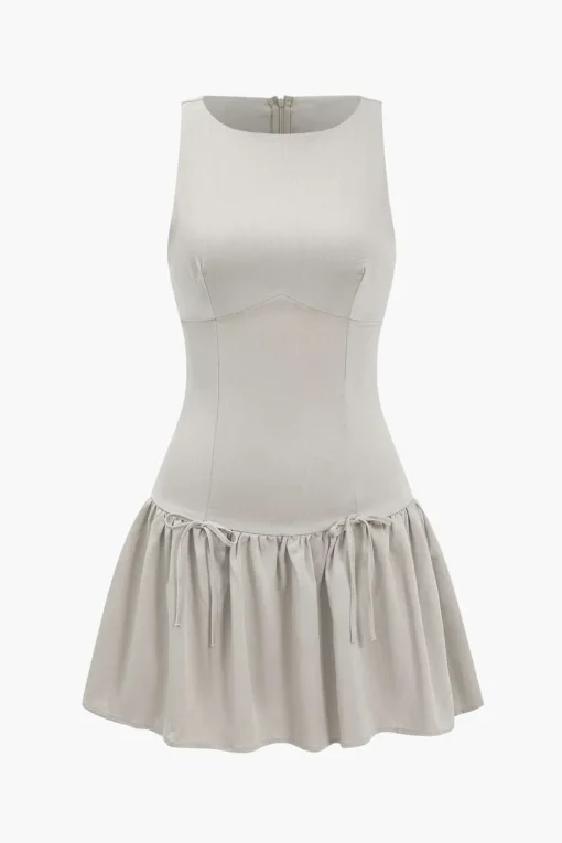 MICAS Mini Dresses-Bow Detail Sleeveless Mini Dress BEIGE