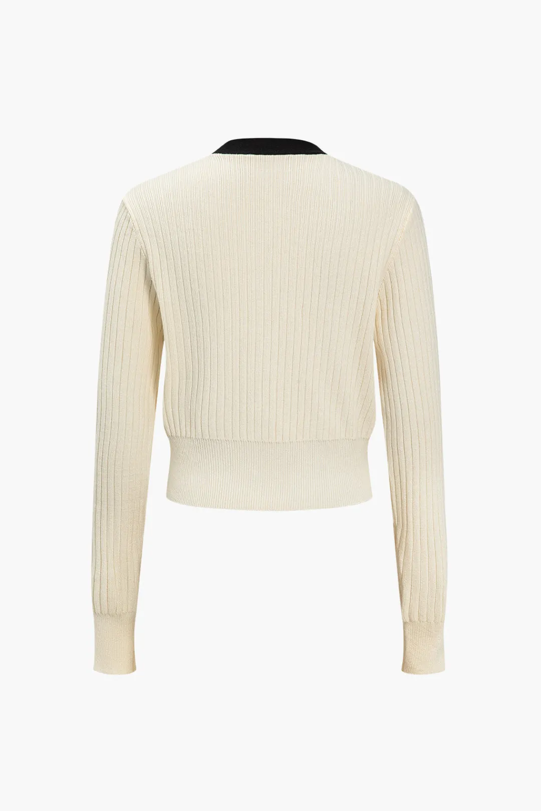 MICAS Knitwear|Knit Tops-Button Color Block Sweater Long-Sleeve Top