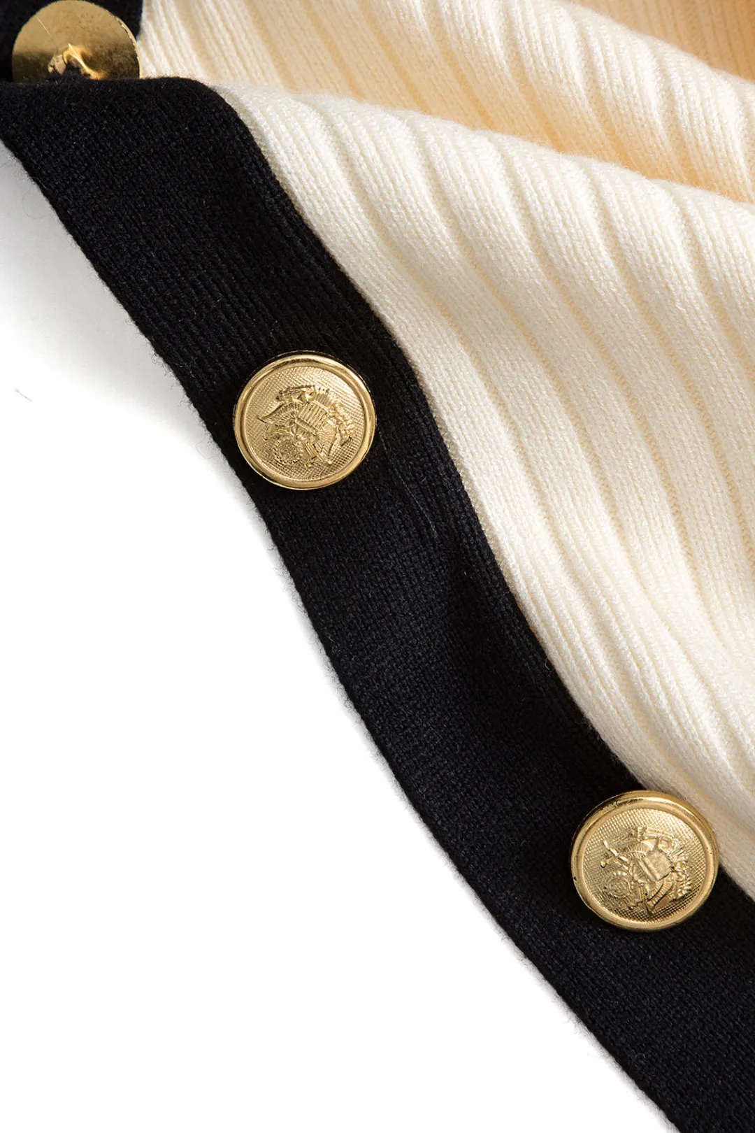 MICAS Knitwear|Knit Tops-Button Color Block Sweater Long-Sleeve Top