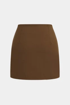 MICAS Skirt Sets-Button Detail Fake Pocket Skirt Set OLIVE