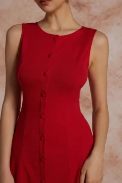 MICAS Mini Dresses-Button Front Sleeveless Mini Dress