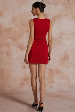 MICAS Mini Dresses-Button Front Sleeveless Mini Dress