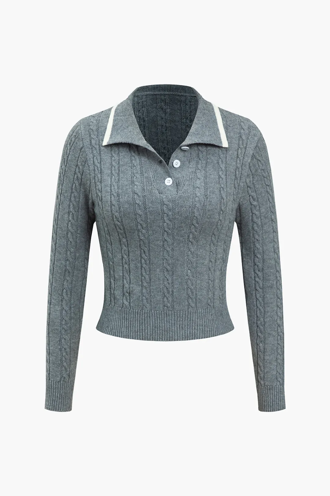 MICAS Knit Sets-Cable Knit Color Block Skirt Set GRAY