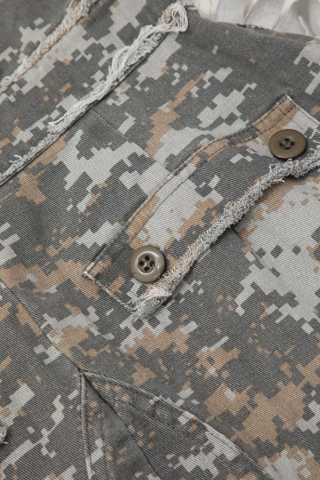 MICAS Skirts-Camo Frayed Patchwork Fringe Mini Skirt