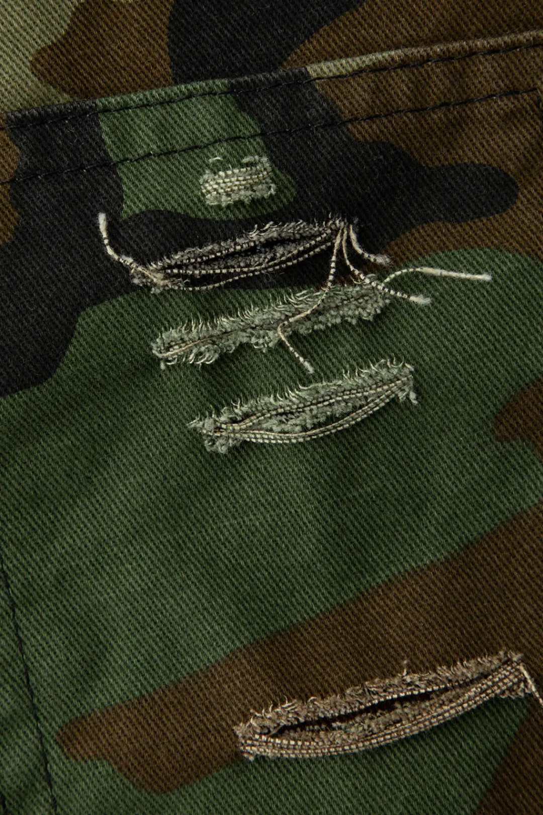 MICAS Skirts-Camo Frayed Patchwork Fringe Mini Skirt