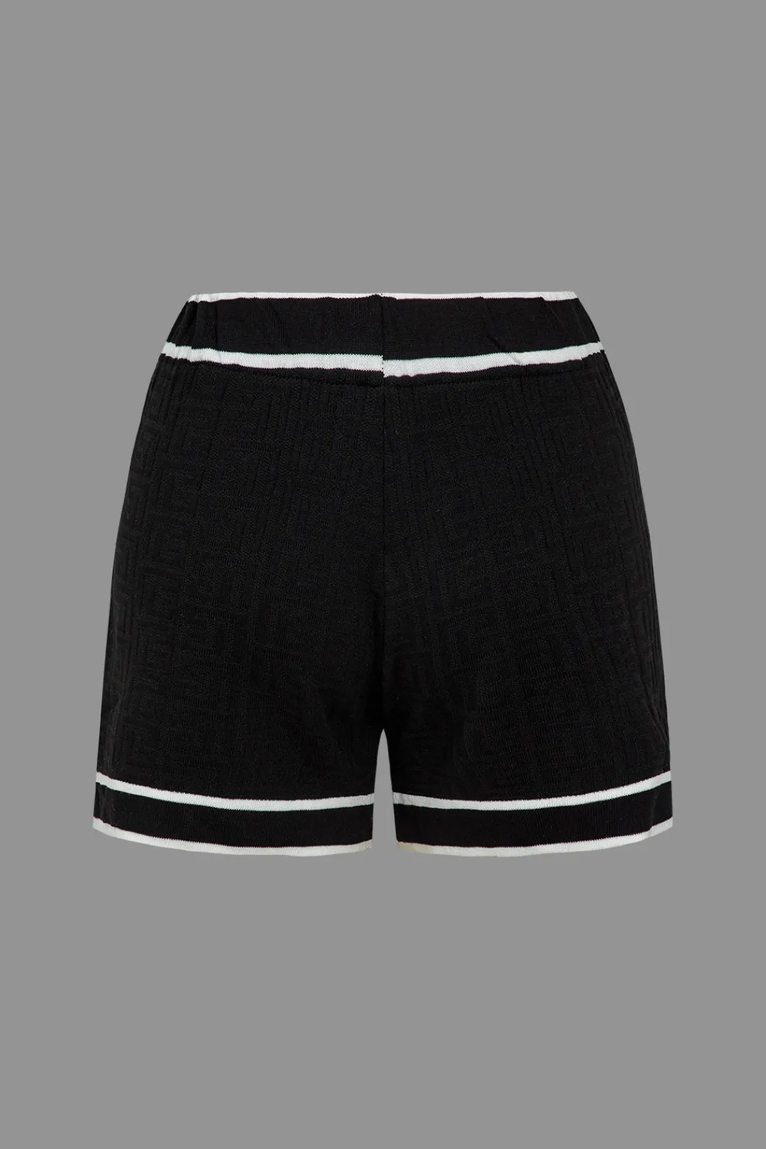 MICAS Knitwear|Knit Sets-Color Block Button Cami Top And Shorts And Sweater Cardigan Set BLACK