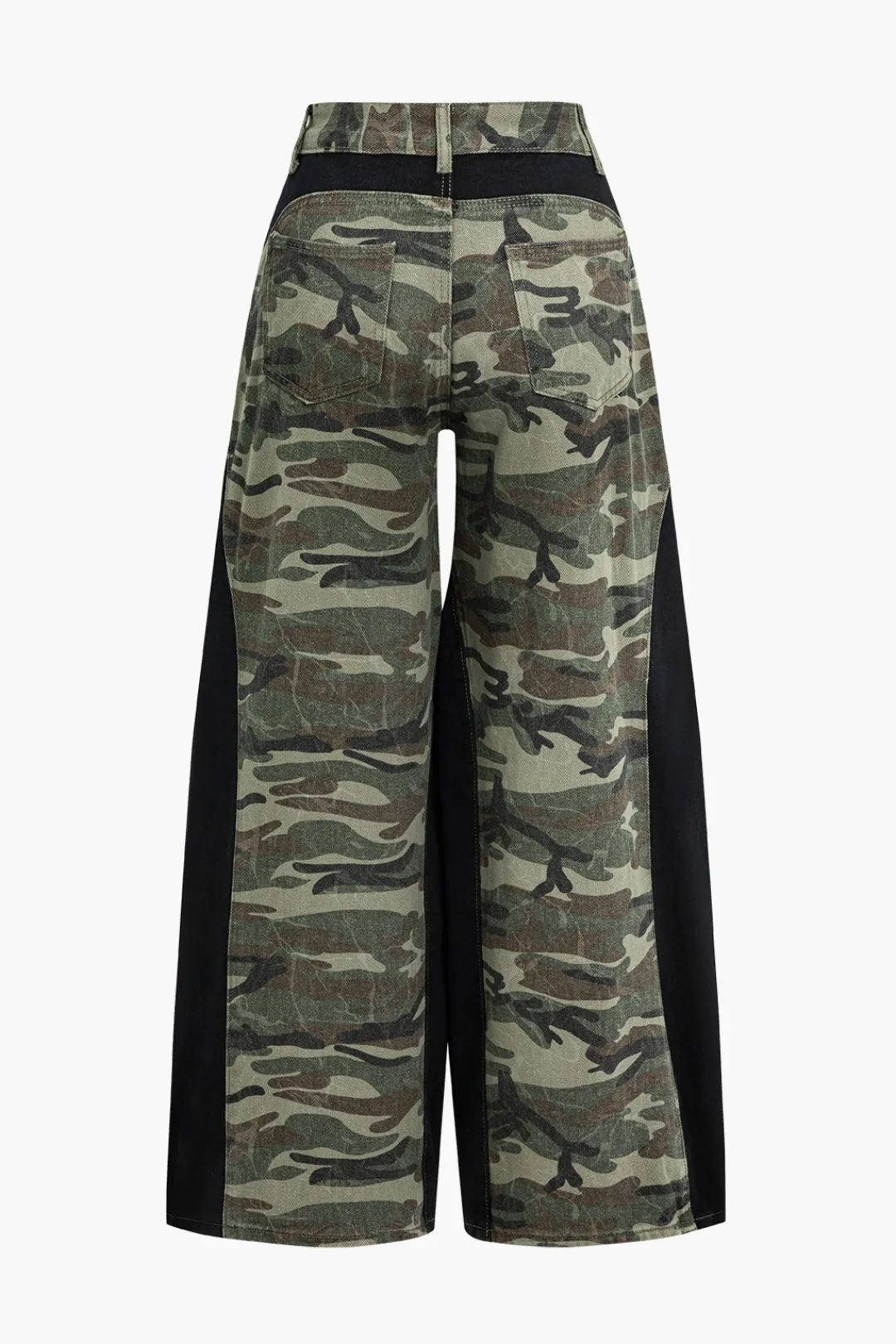 MICAS Pants-Color Block Camo Print Patchwork Trousers Contrast Color