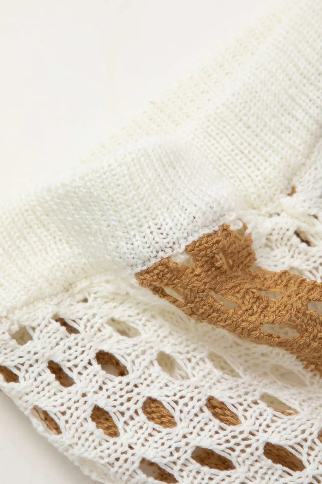 MICAS Knitwear|Knit Sets-Color Block Crochet Open Knit Button Up Top And Shorts Set