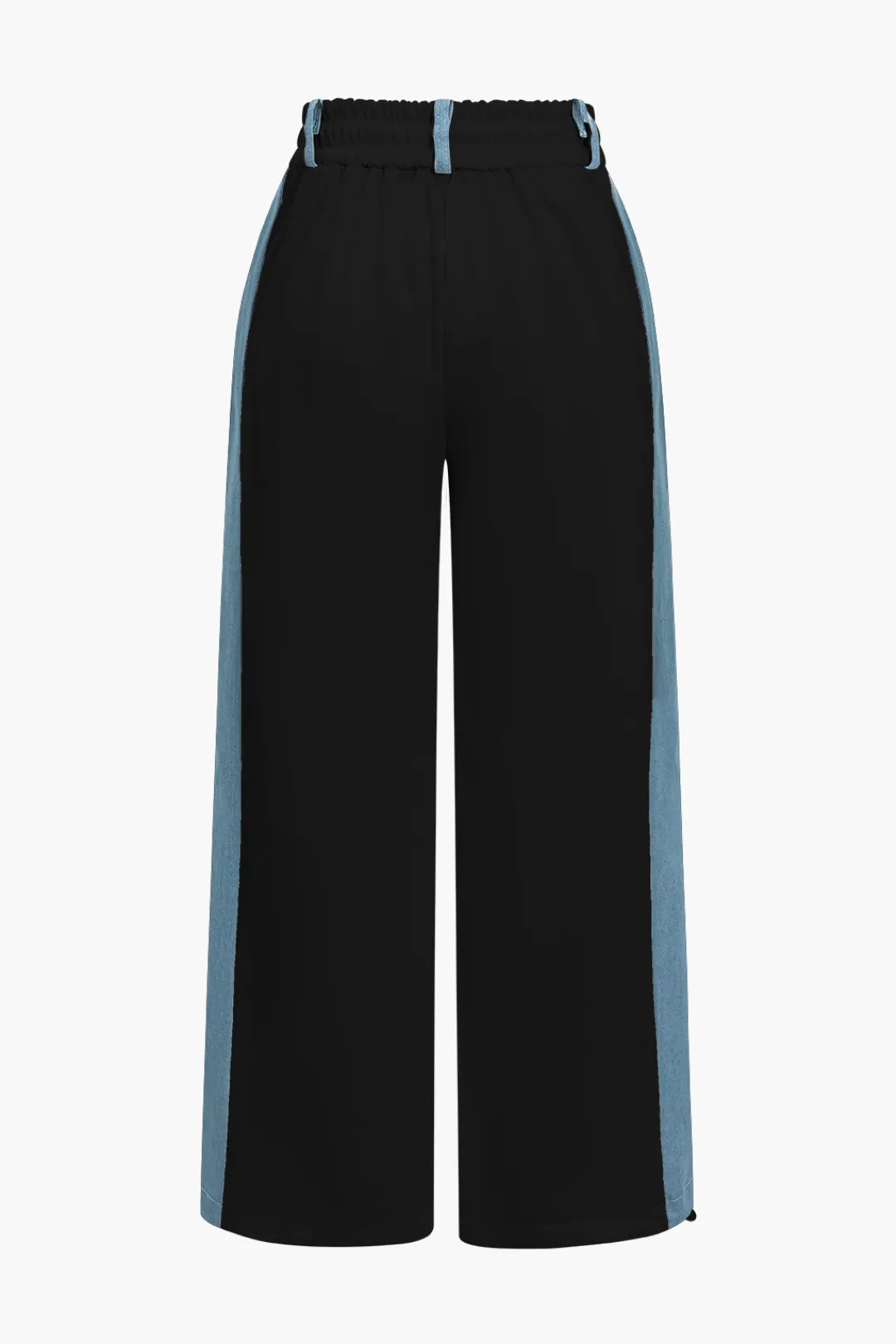 MICAS Pant Sets-Color Block Denim Patchwork Hooded Zipper Jacket And Trousers Set