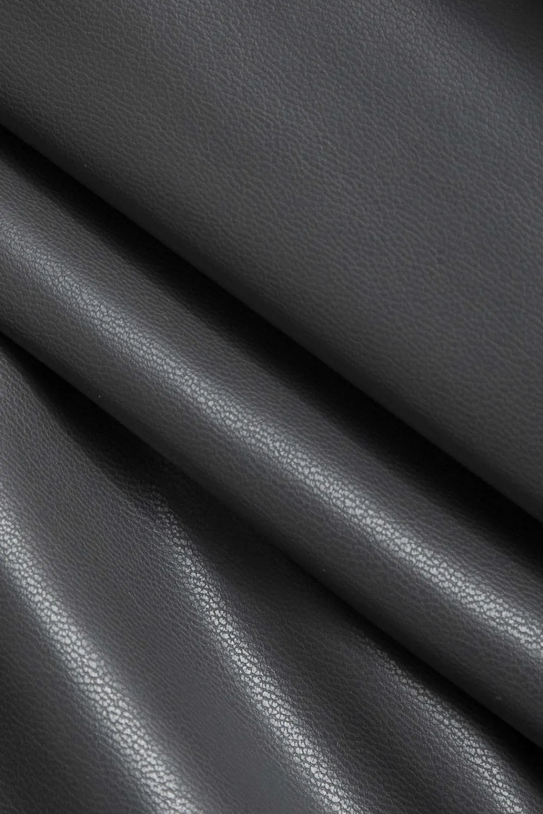 MICAS Skirts-Color Block Faux Leather Pleated Asymmetrical Skirt GRAY