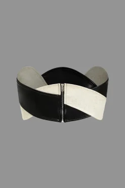 MICAS Tube Tops-Color Block Patchwork Asymmetrical Design Tube Top BEIGE