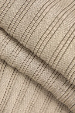 MICAS Long Sleeve Dresses|Knit Dresses-Color Block Print Knit Button Metallic Fake Pockets Dress MOCHA