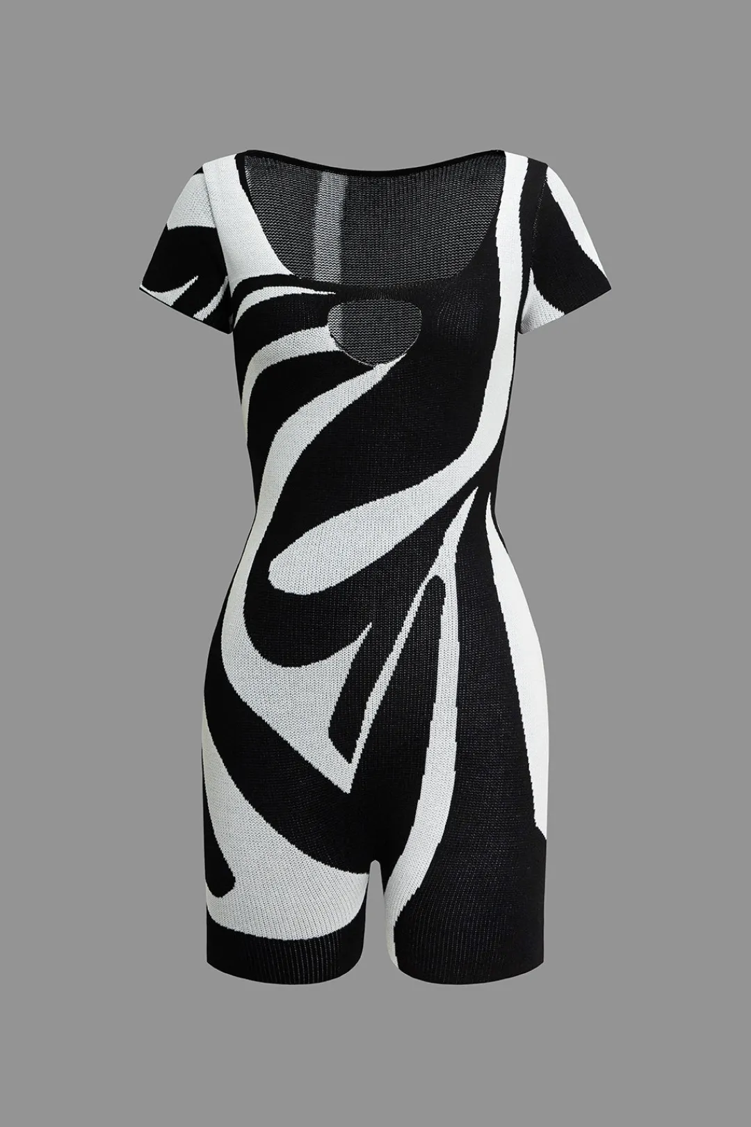 MICAS Jumpsuits & Rompers-Color Block Print Stripe Cut Out Romper Contrast Color