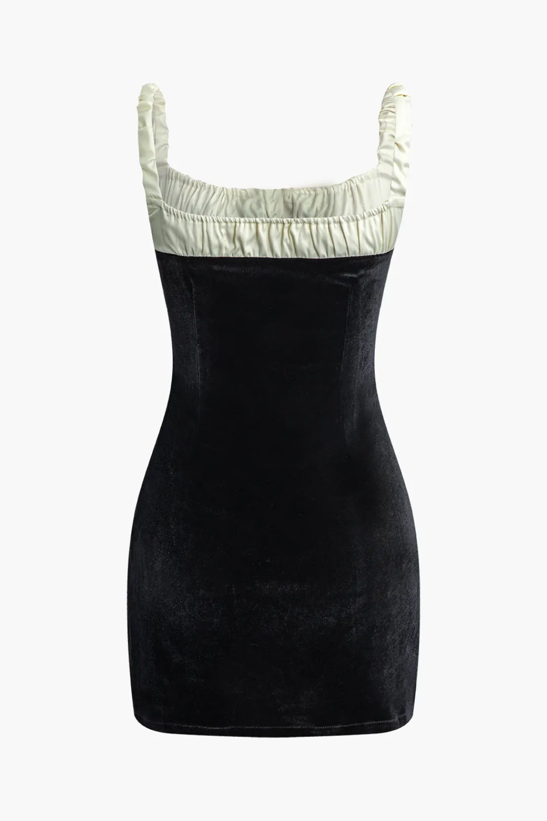 MICAS Mini Dresses-Color Block Ruched Drawstring Mini Dress BLACK