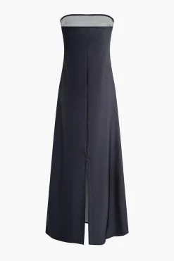 MICAS Maxi Dresses-Color Block Strapless Slit Maxi Dress