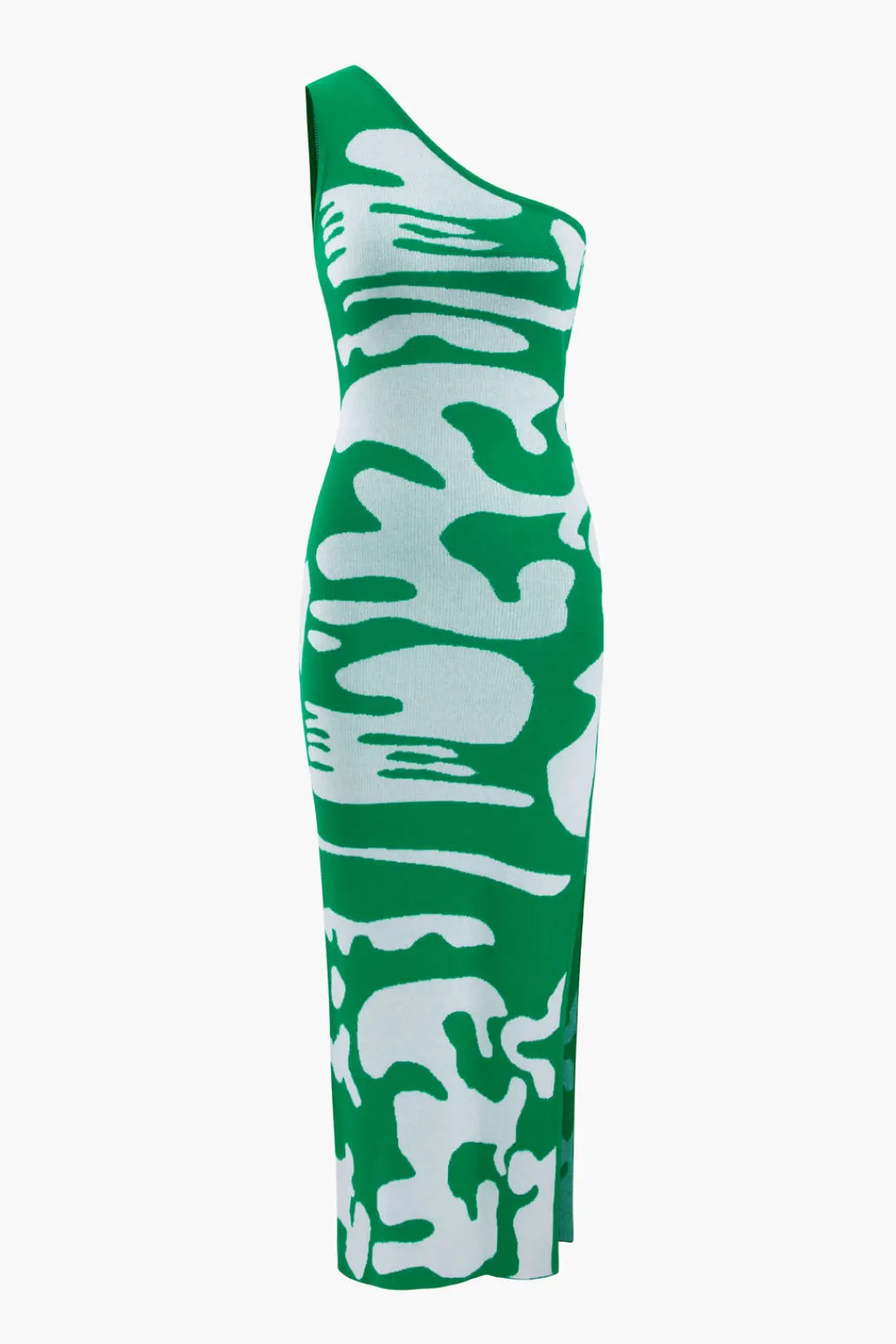 MICAS Knitwear|Knit Dresses-Colorblock One Shoulder Slit Knit Dress