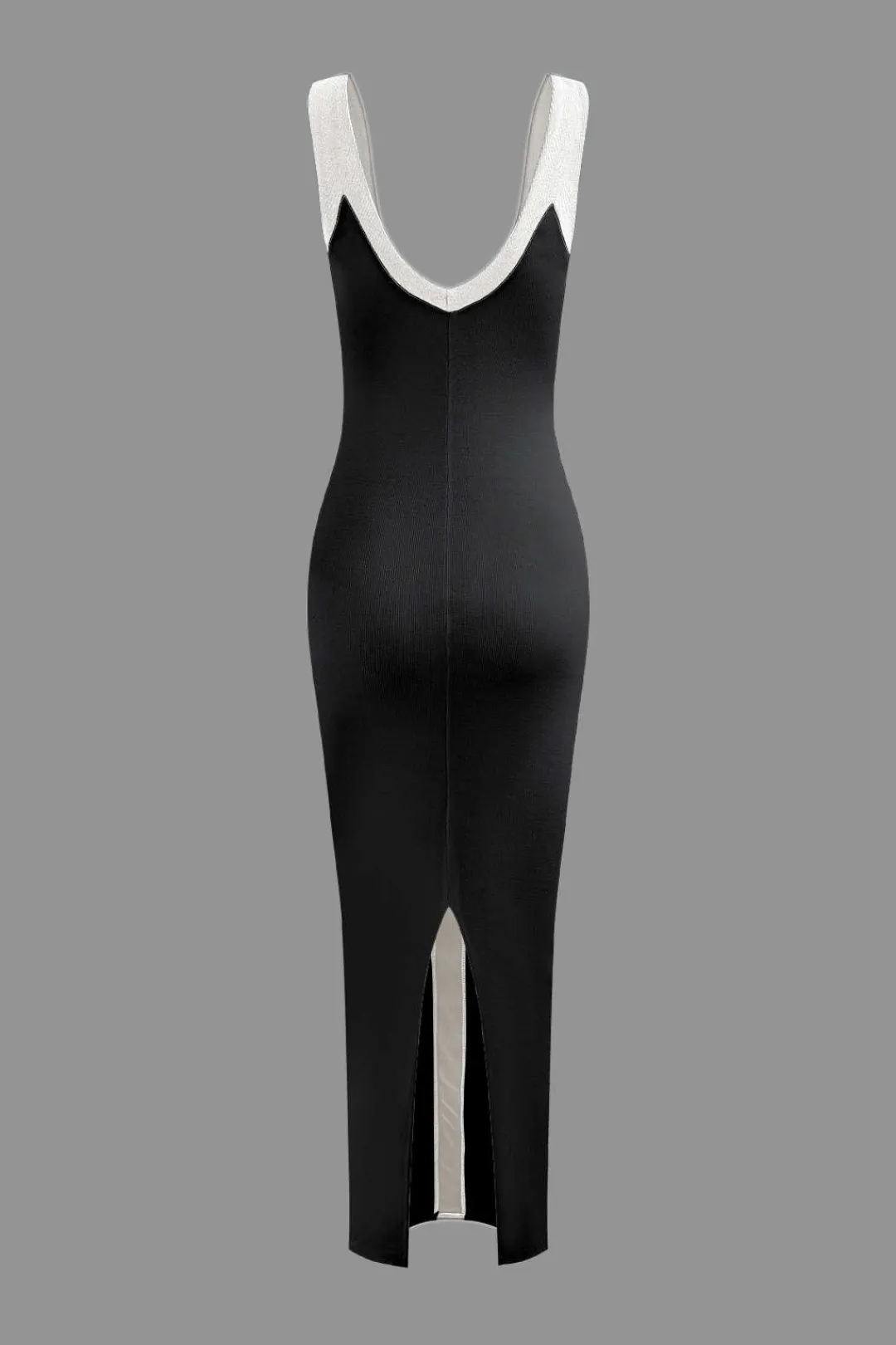 MICAS Maxi Dresses-Colorblock V-neck Ribbed Split Maxi Dress