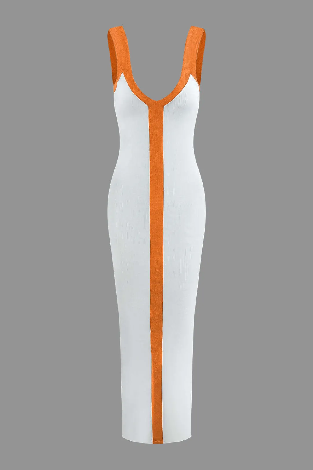 MICAS Maxi Dresses-Colorblock V-neck Ribbed Split Maxi Dress