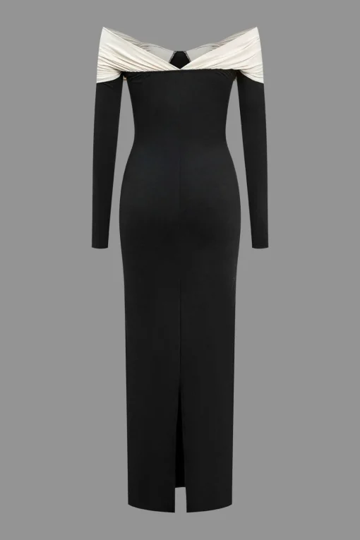 MICAS Long Sleeve Dresses|Midi Dresses-Contrast Bow Long Sleeve Midi Dress Contrast Color