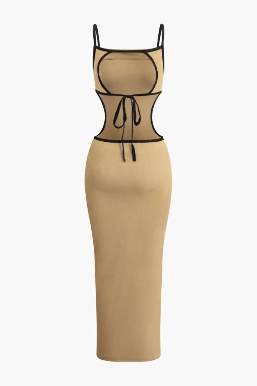MICAS Maxi Dresses-Contrast Cut Out Backless Slip Maxi Dress