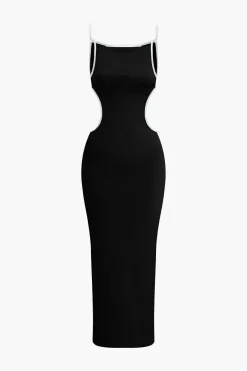 MICAS Maxi Dresses-Contrast Cut Out Backless Slip Maxi Dress