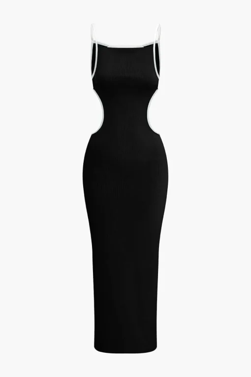 MICAS Maxi Dresses-Contrast Cut Out Backless Slip Maxi Dress