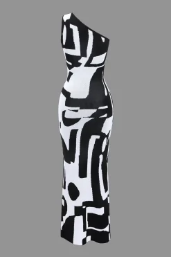 MICAS Knitwear|Knit Dresses-Contrast Cut Out Slit Sweater Dress BLACK