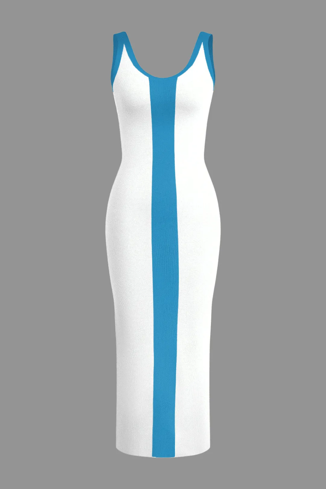 MICAS Knit Dresses-Contrast Knitted Slit Midi Dress