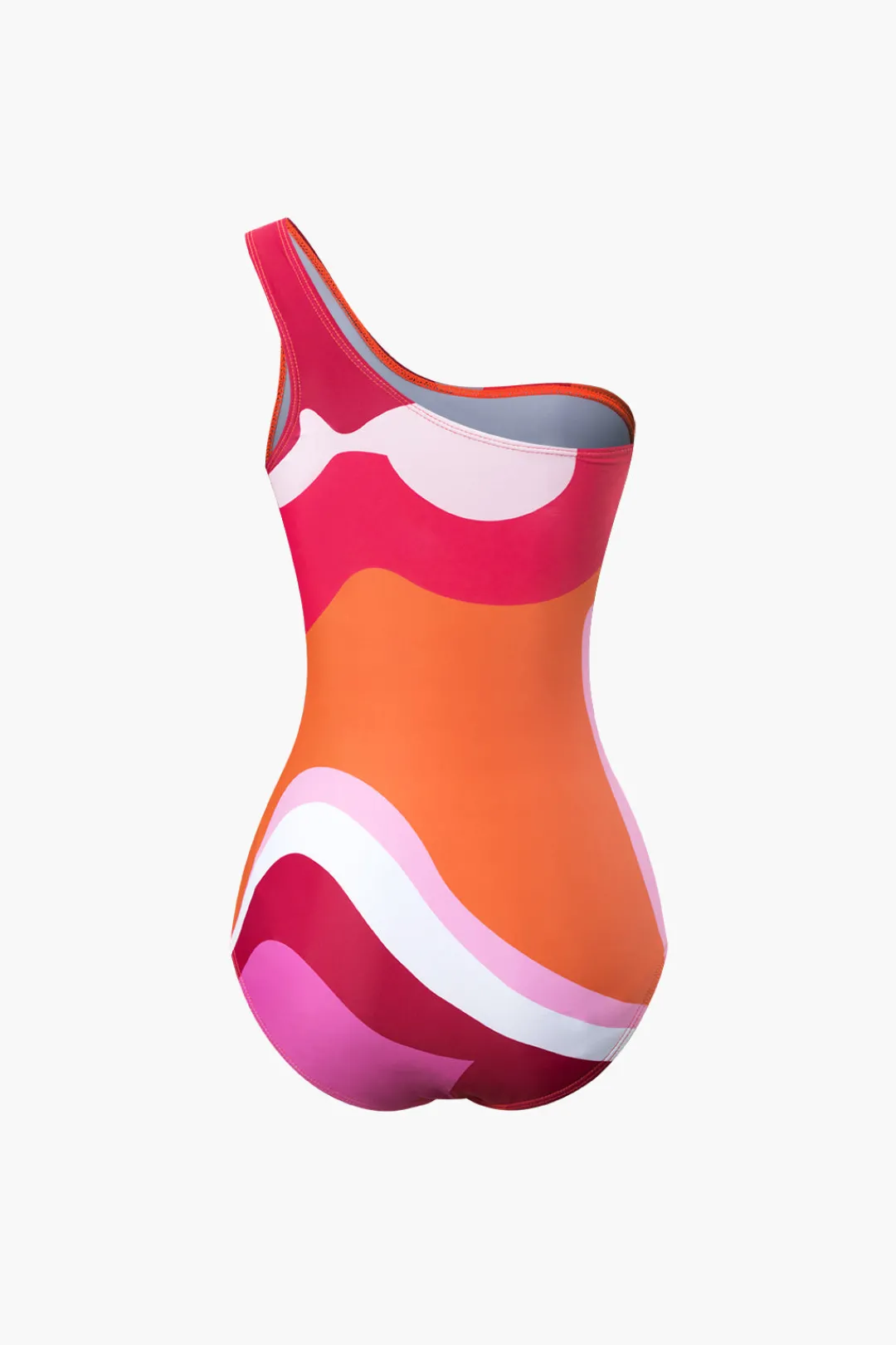 MICAS Swimwear|Vacation Sets-Contrast One Shoulder Bodysuit And Wrap Skirt Set MULTICOLOR