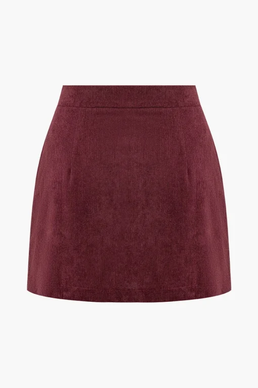 MICAS Skirts-Corduroy Button Skirt