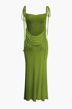 MICAS Maxi Dresses-Cowl Neck Backless Tie Maxi Dress