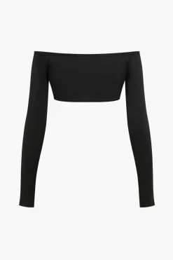 MICAS Skirt Sets-Crop Off Shoulder Top And Skirt Set BLACK