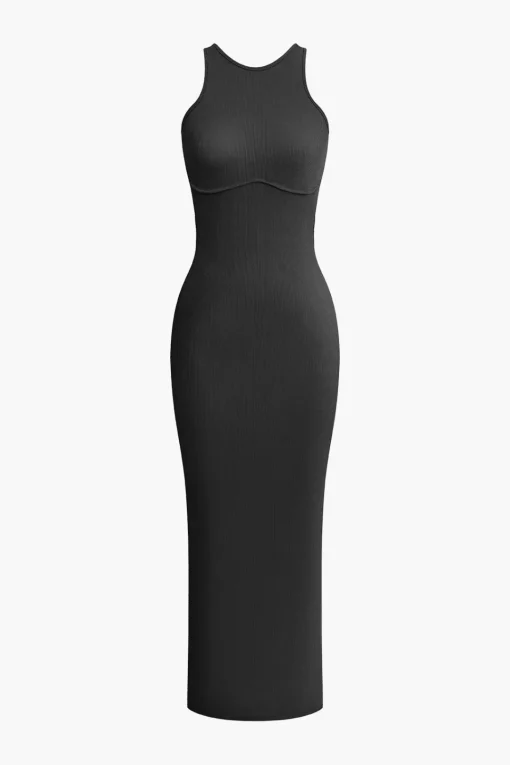 MICAS Midi Dresses-Cross Backless Slit Midi Dress