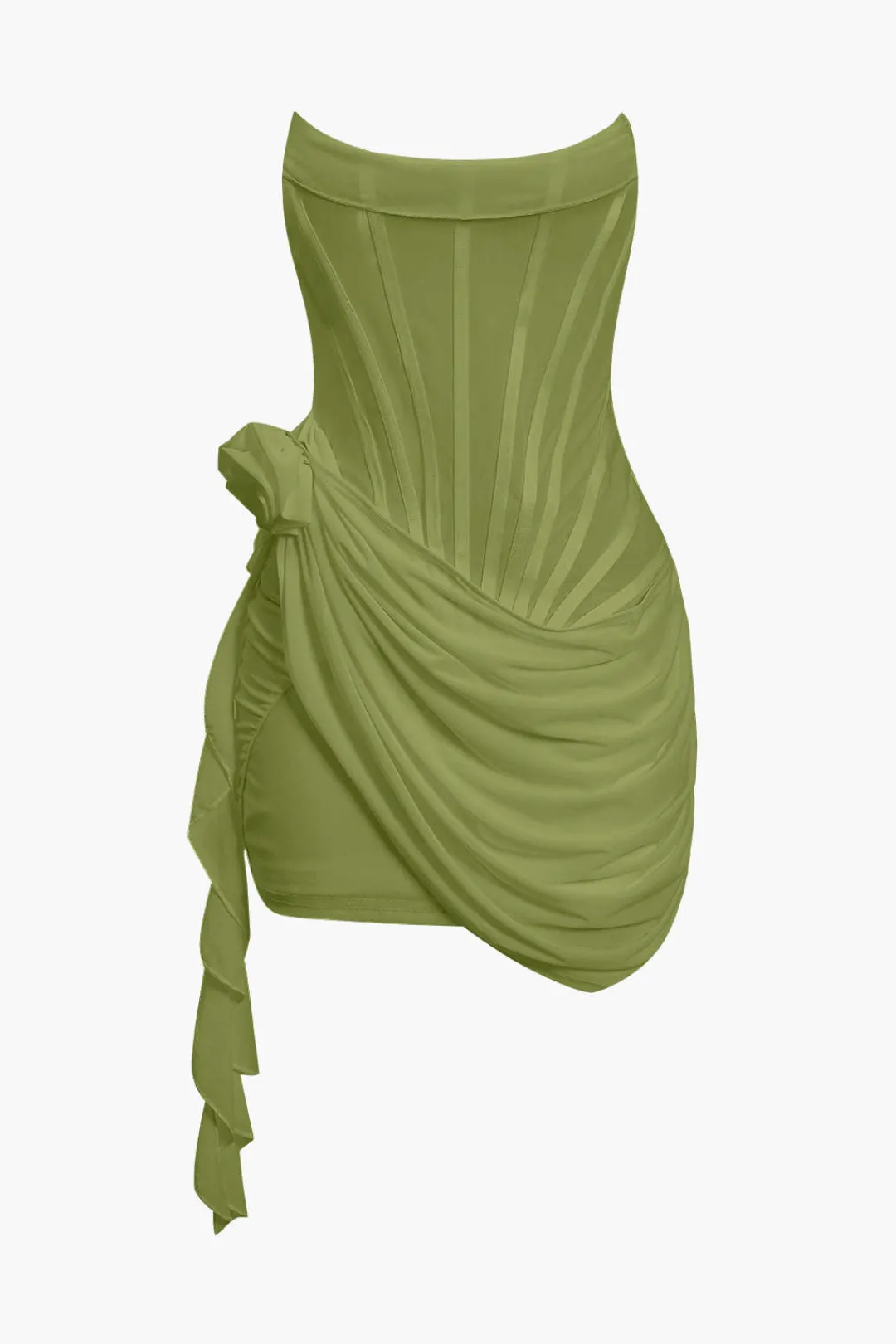 MICAS Mini Dresses-3D Floral Ruffle Corset Mini Dress